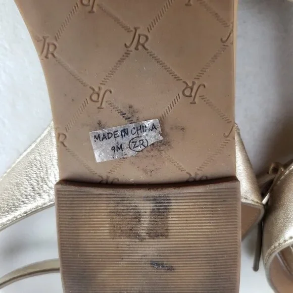 Jack Rogers Hannah Strappy Sandal Womens 9 Gold Leather Ankle Strap Open Toe - Picture 15 of 15